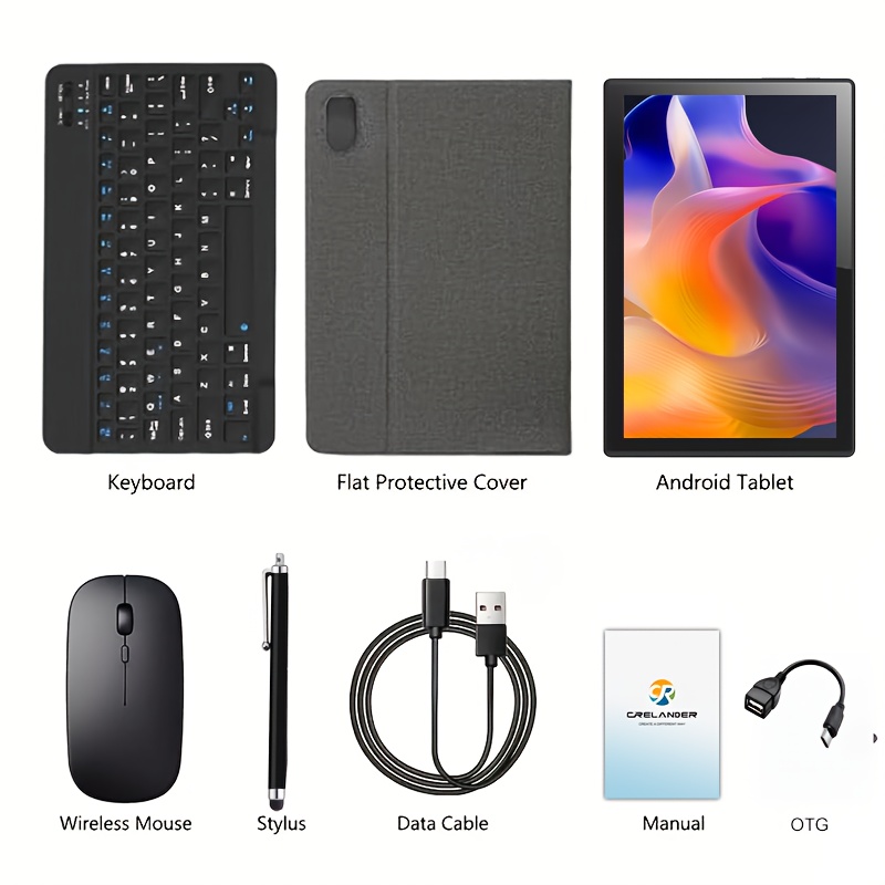 TEMU Nuovo Tablet CR 2025 con touchscreen HD da 10.1 pollici 1280X800, 128GB di memoria espandibile fino a 1TB tramite scheda TF, alimentato da CPU