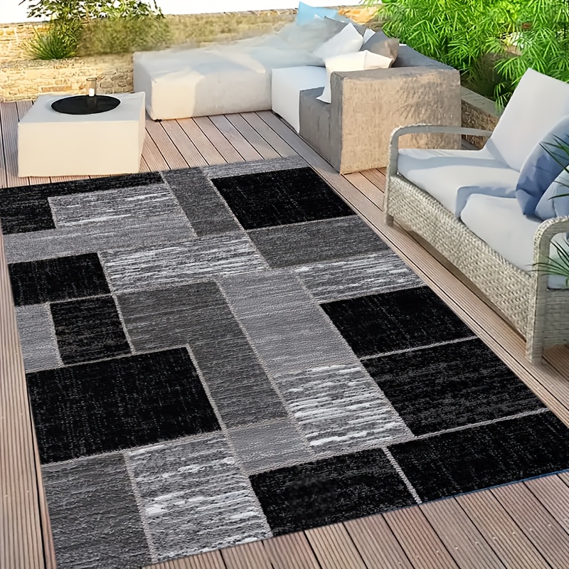 Large Rectangular Checkered Mat, Nordic Style