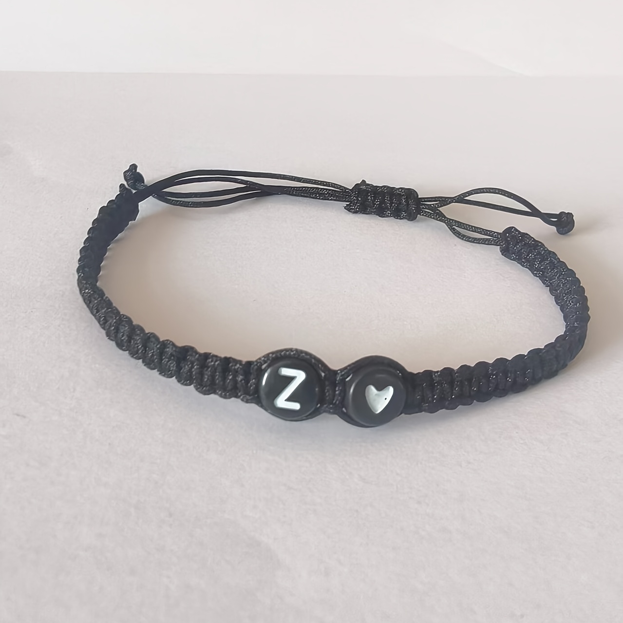 Stylish Adjustable Black and White Heart Couple's Letter Bracelet