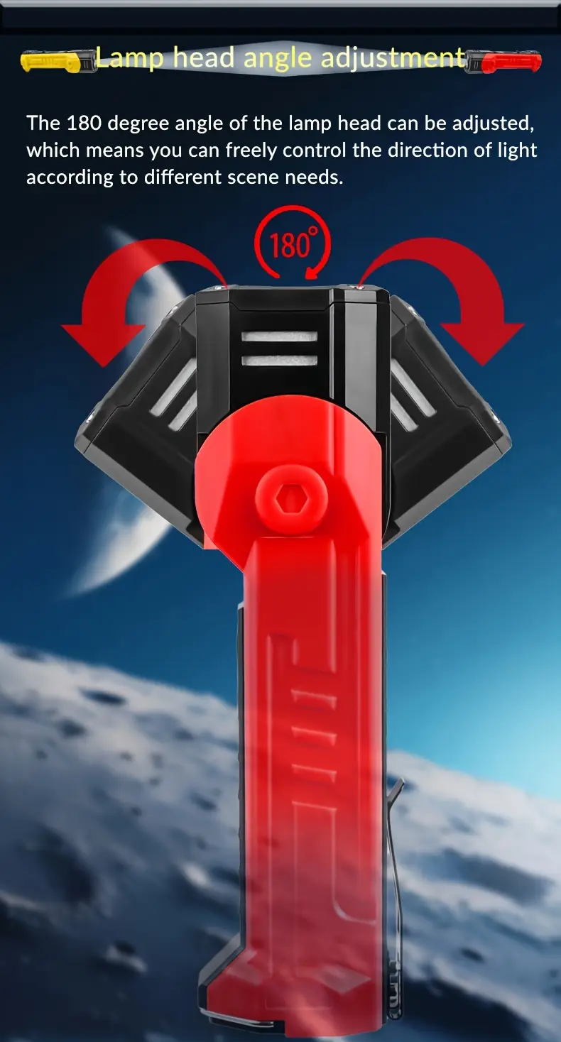 1pc multifunctional work light with cob side light usb charging led flashlight handheld torch with magnet 7 lighting 1500mah suitable for camping fishing night walking running details 5