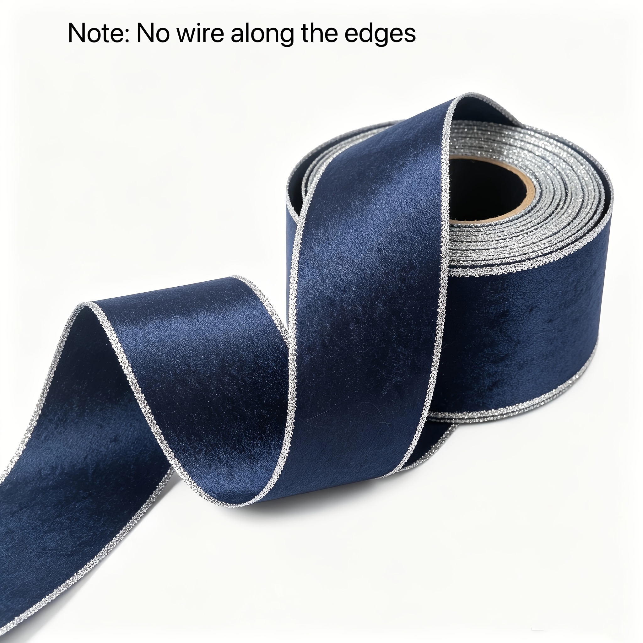 TEMU 10cm X 4.5m Silvery- Satin Long Velvet High-end Christmas Ribbon, No Wire Fixing, Suitable For Christmas Tree Decoration, Gift Bow Wrapping