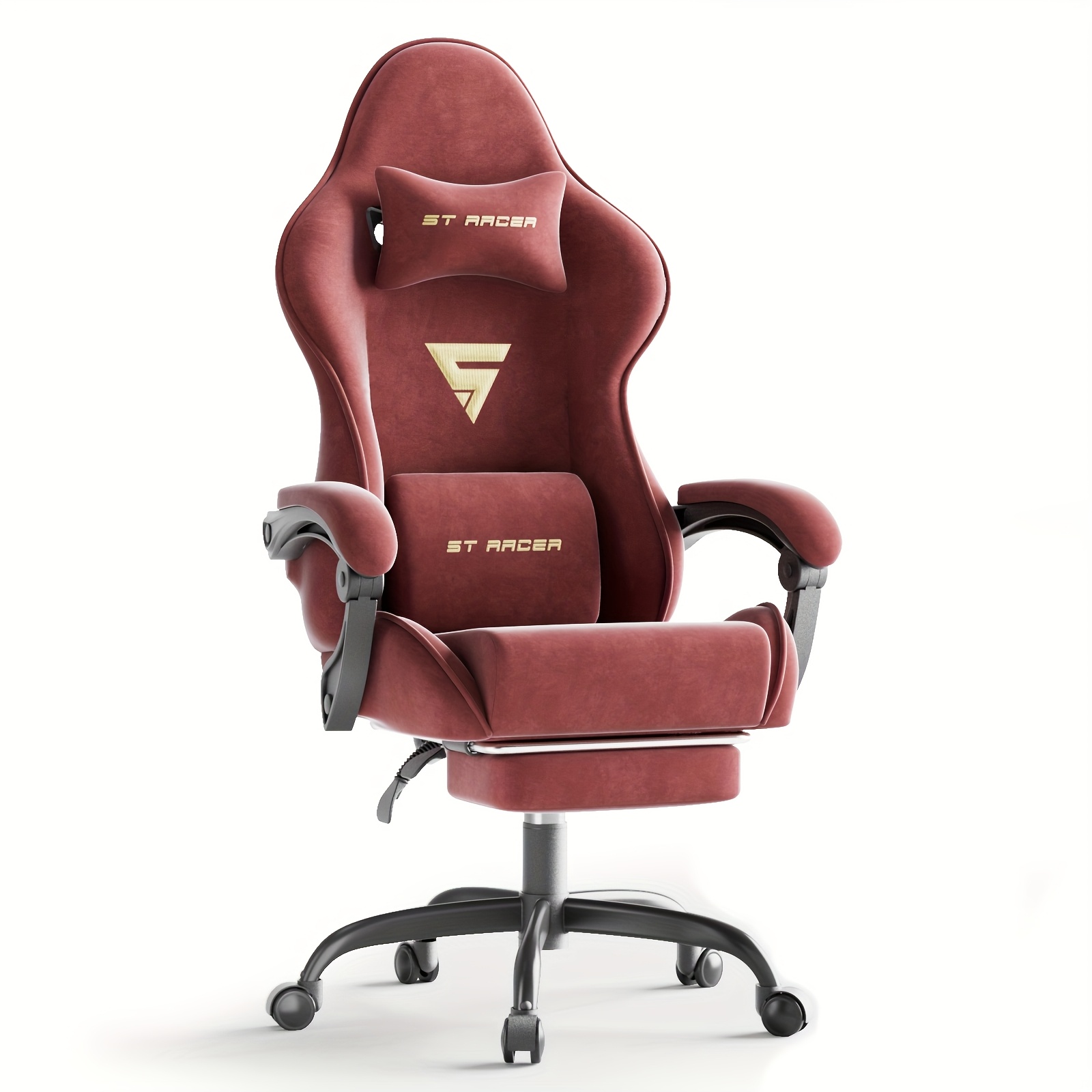 Velvet Fabric Ergonomic Gaming Chair with Footrest And Massage, Reclining Computer Gamer Chair for Adult And Teens, Racing Style PC Home Office Video Game Chair