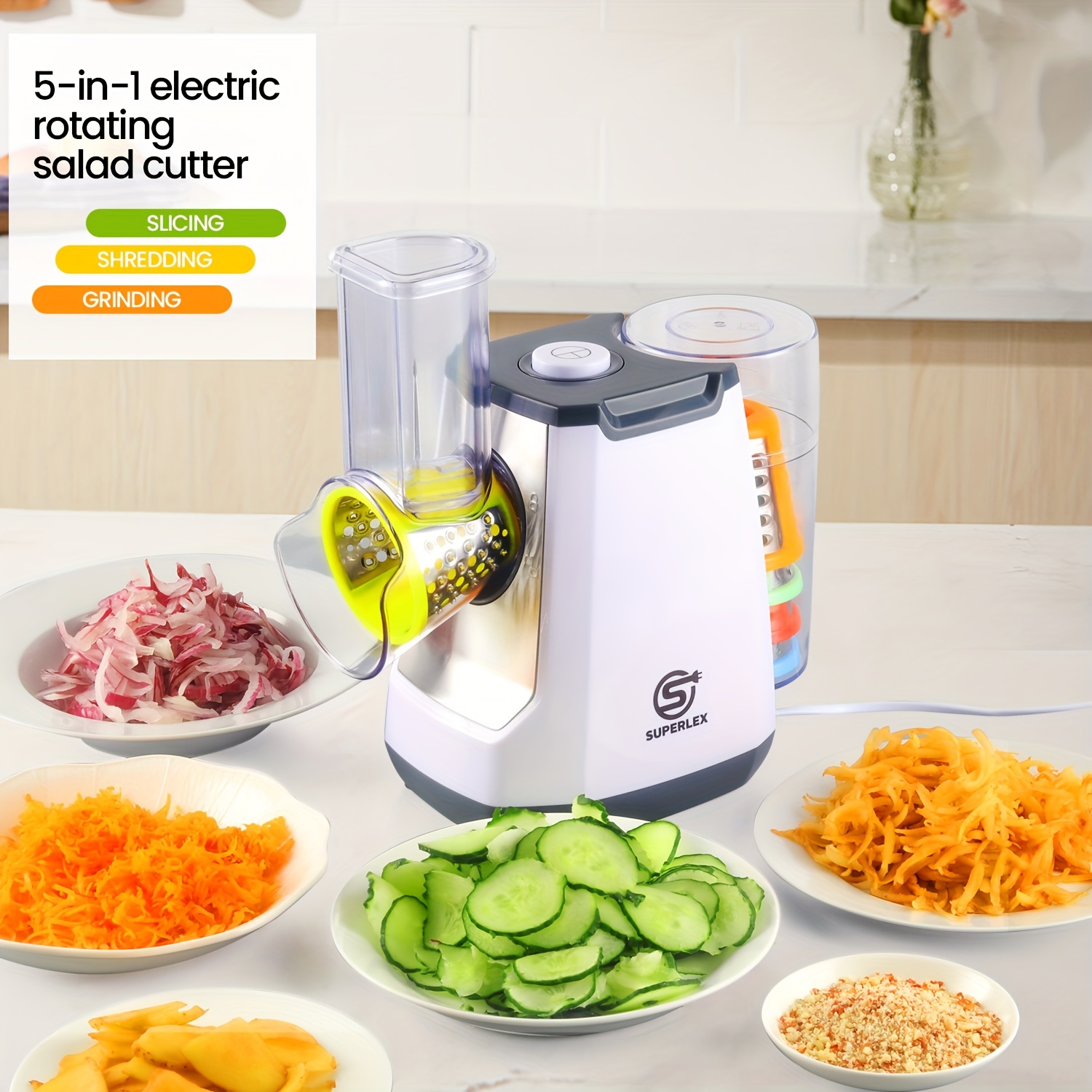 SUPERLEX 5-in-1 Electric Grater Vegetable Slicer and Food Processor