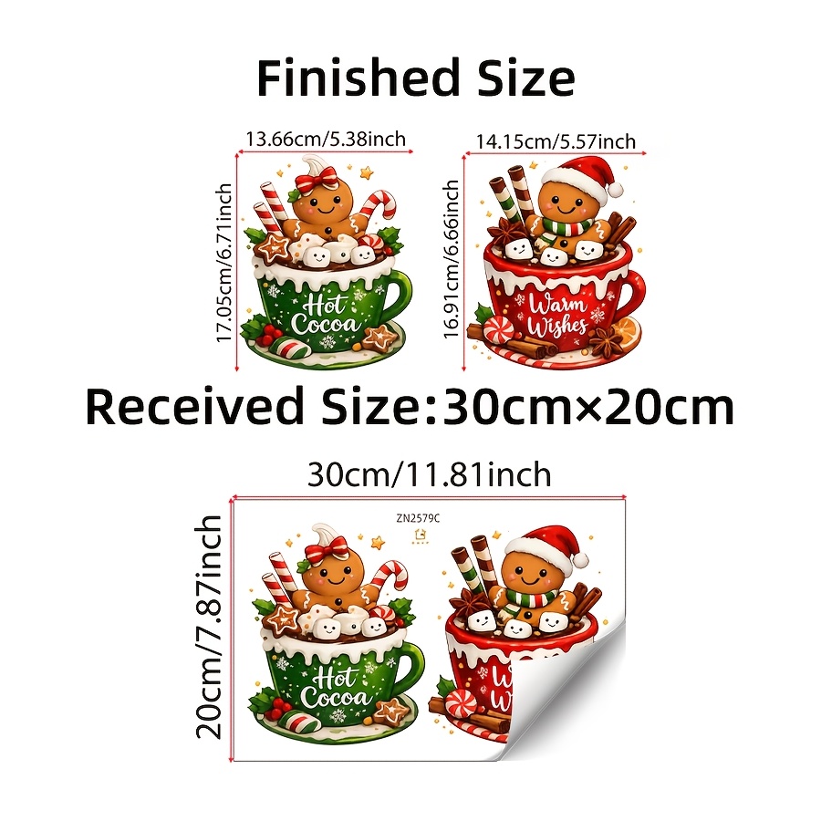 TEMU 1pc Wall Sticker, Gingerbread Man Cup Xmas Kitchen Decor, Ornament For Kitchen Tile Wall, Dining Area Wall, Scene Layout