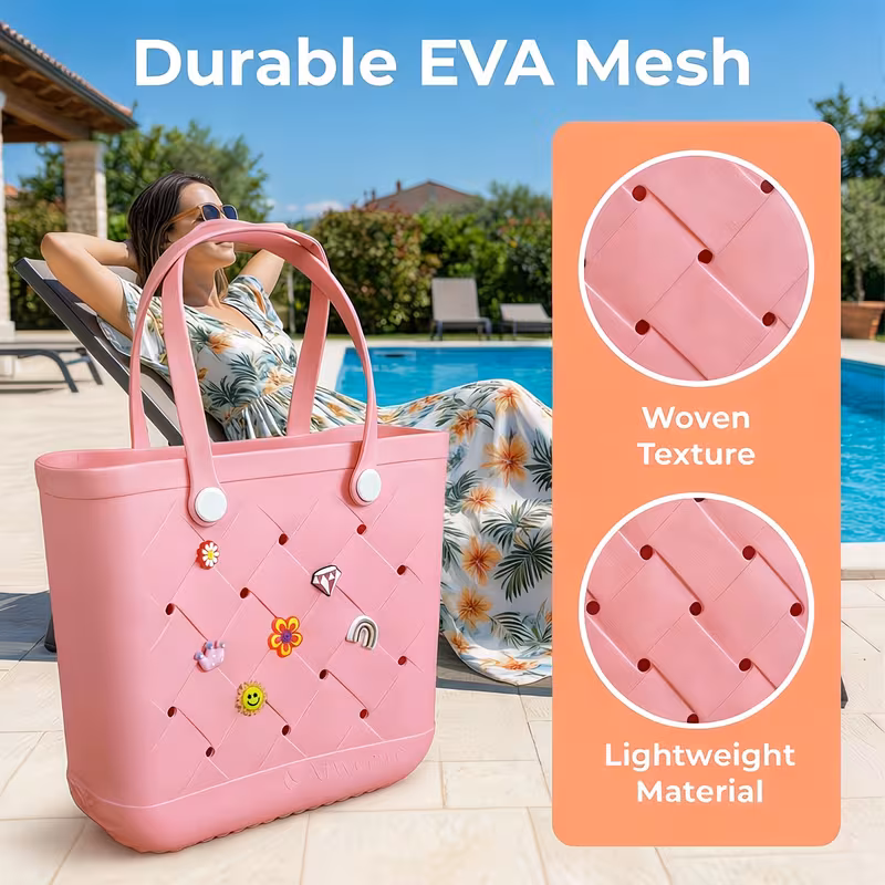 stylish tote bag with decorative buckles high quality extra large eva beach bag versatile beach bag the beach shopping sports and as a toiletry bag fathers day gifts vacation july 4th u s Product details 4