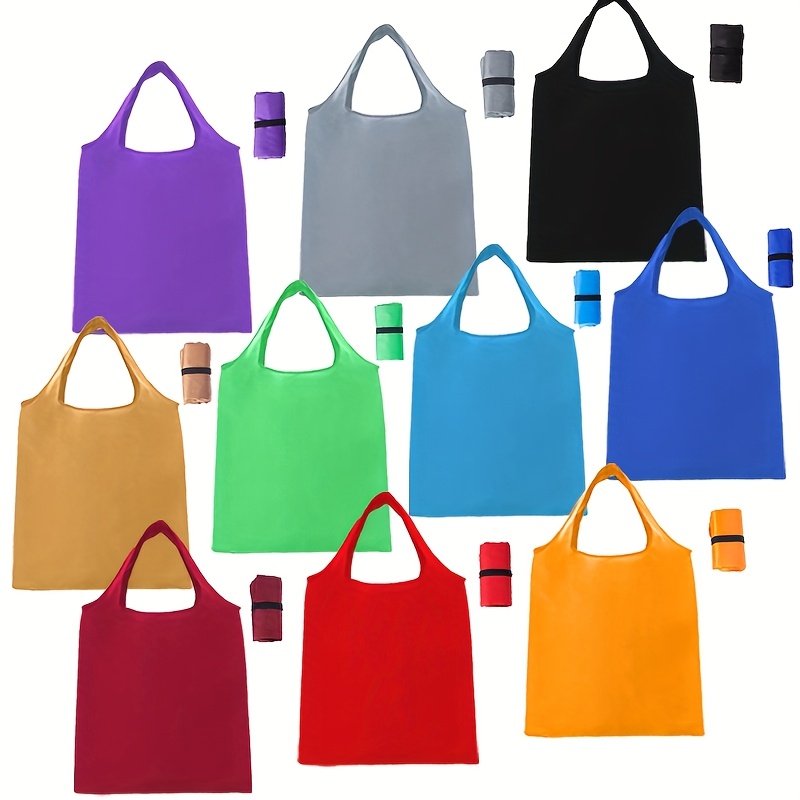 

10pcs Reusable Foldable Shopping Bags, Polyester Rectangular Tote Bags, , Stain & Fade Resistant, With No Components, For Groceries, Easter, Halloween, Hanukkah, Christmas, Thanksgiving