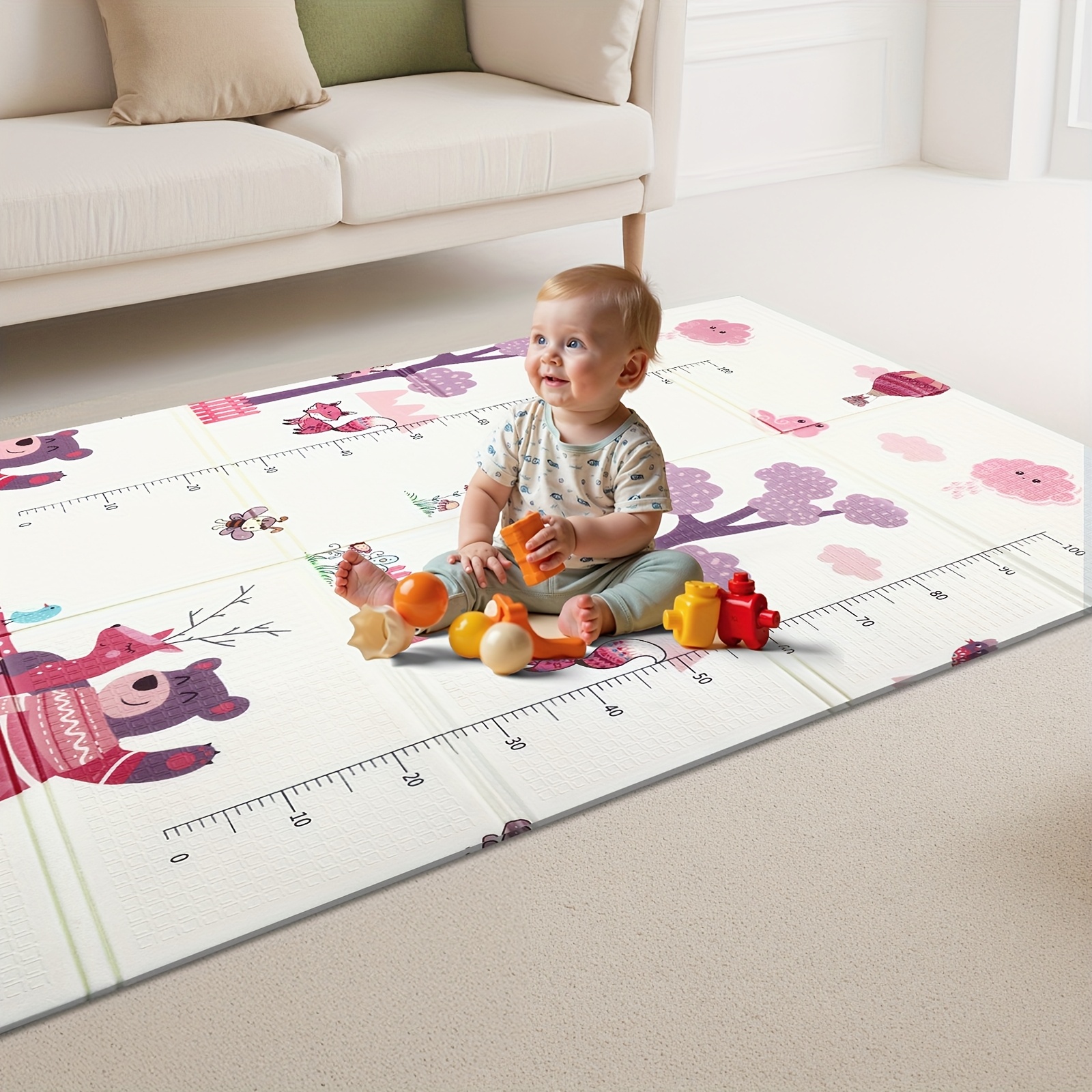 

Reversible Waterproof Play Mat For - Foldable, Non-slip Foam Floor Pad In Light Purple//white/blue - Perfect Gift For Christmas, Halloween, Thanksgiving, Easter - Ideal For First Steps & Nursery Decor