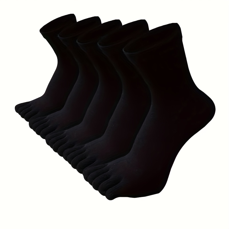 TEMU 5 Pairs/10 Pairs Of Men's Five-finger Socks Solid Color Mid-tube Five-toe Socks Breathable Split Toe Socks