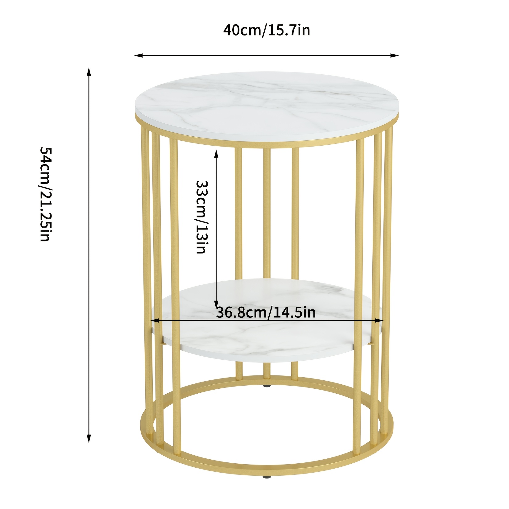 TEMU Aesome 2 Tier Modern Round Sintered Stone End Table Side Table Small Coffee Table With - Modern Bedside Nightstand For Living Room Bedroom Small Spaces, Easy Assembly