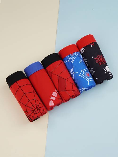 random 4pcs boys comfortable boxer briefs with elastic waistband cartoon animal and sports prints breathable soft fabric regular fit for boxer shorts