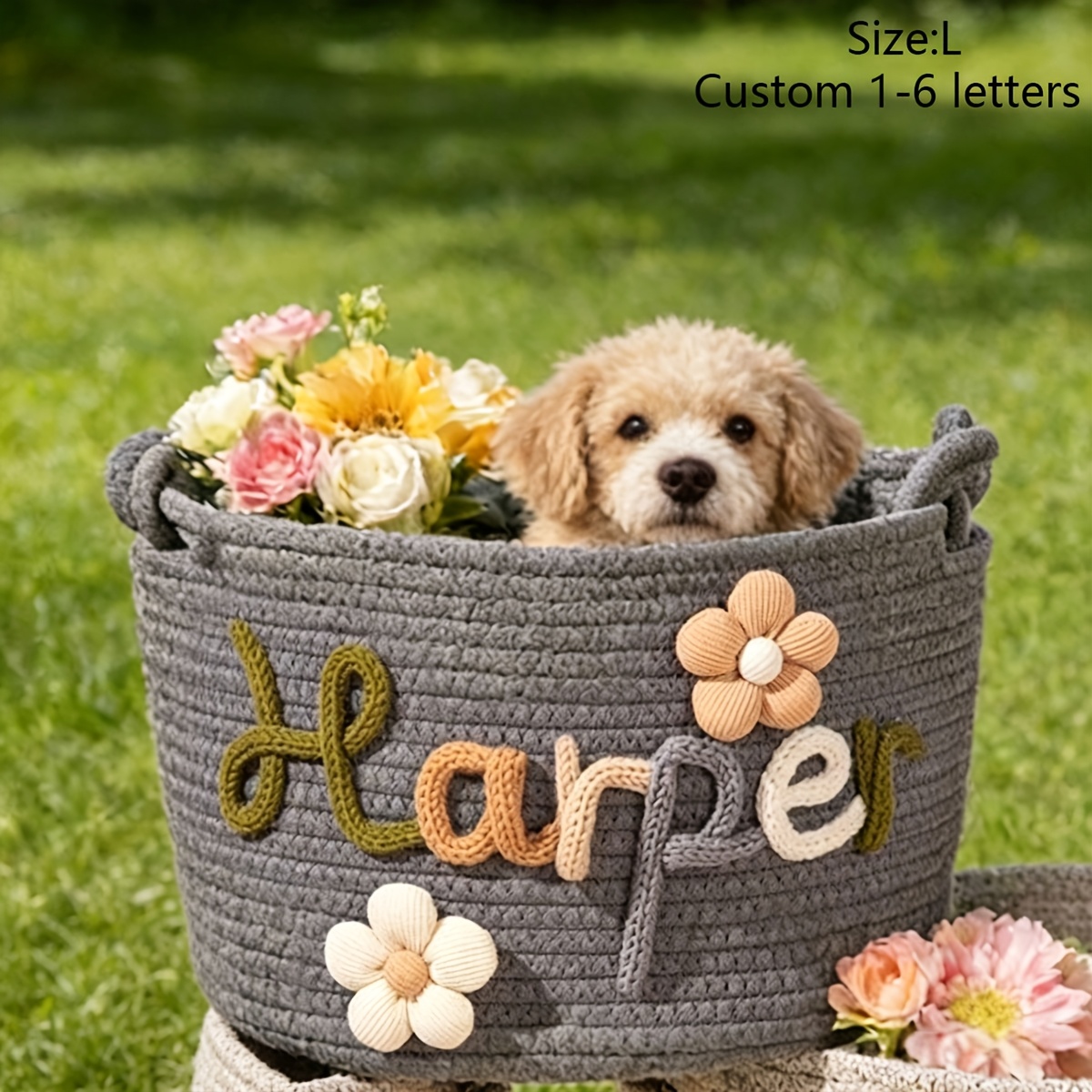 TEMU [custom] 1pc Personalized Pet Storage Basket -- Name Gift Basket, Home Storage Bin, Holiday & Party Gift, Shelf Baskets