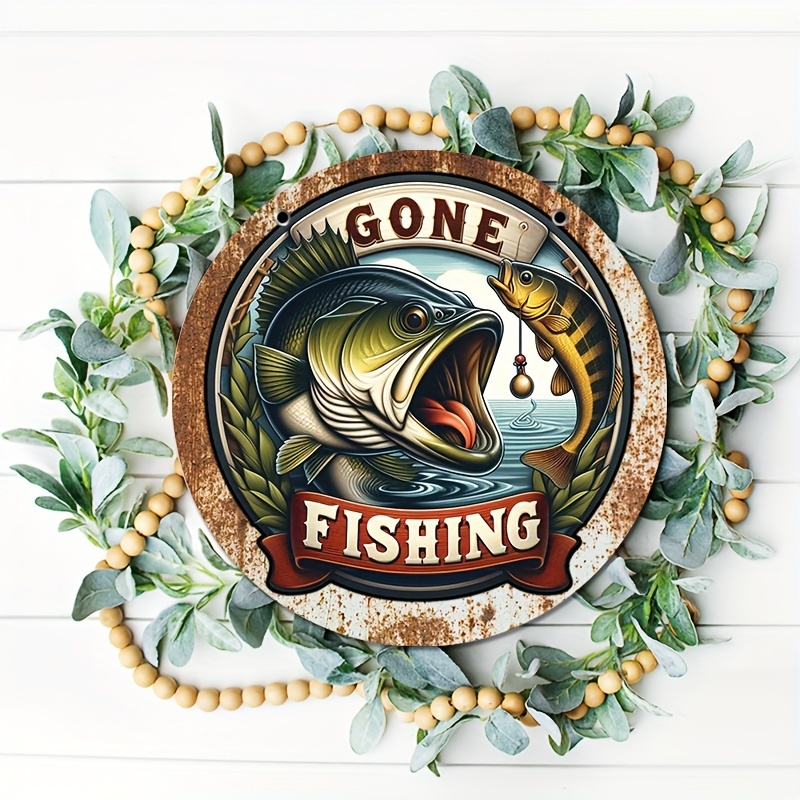 Fishing Enthusiasts Welcome Sign Fishing Round Wooden Sign - Temu