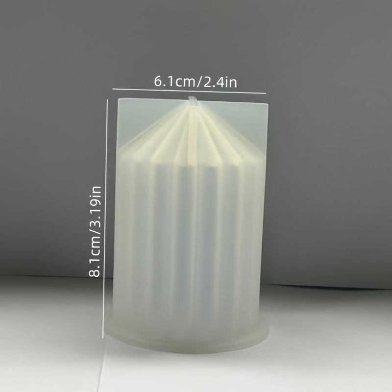 TEMU Moldes estéticos de a rayas 3D, molde cilíndrico para velas, moldes de silicona decorativos geométricos abstratos acanalados a rayas para