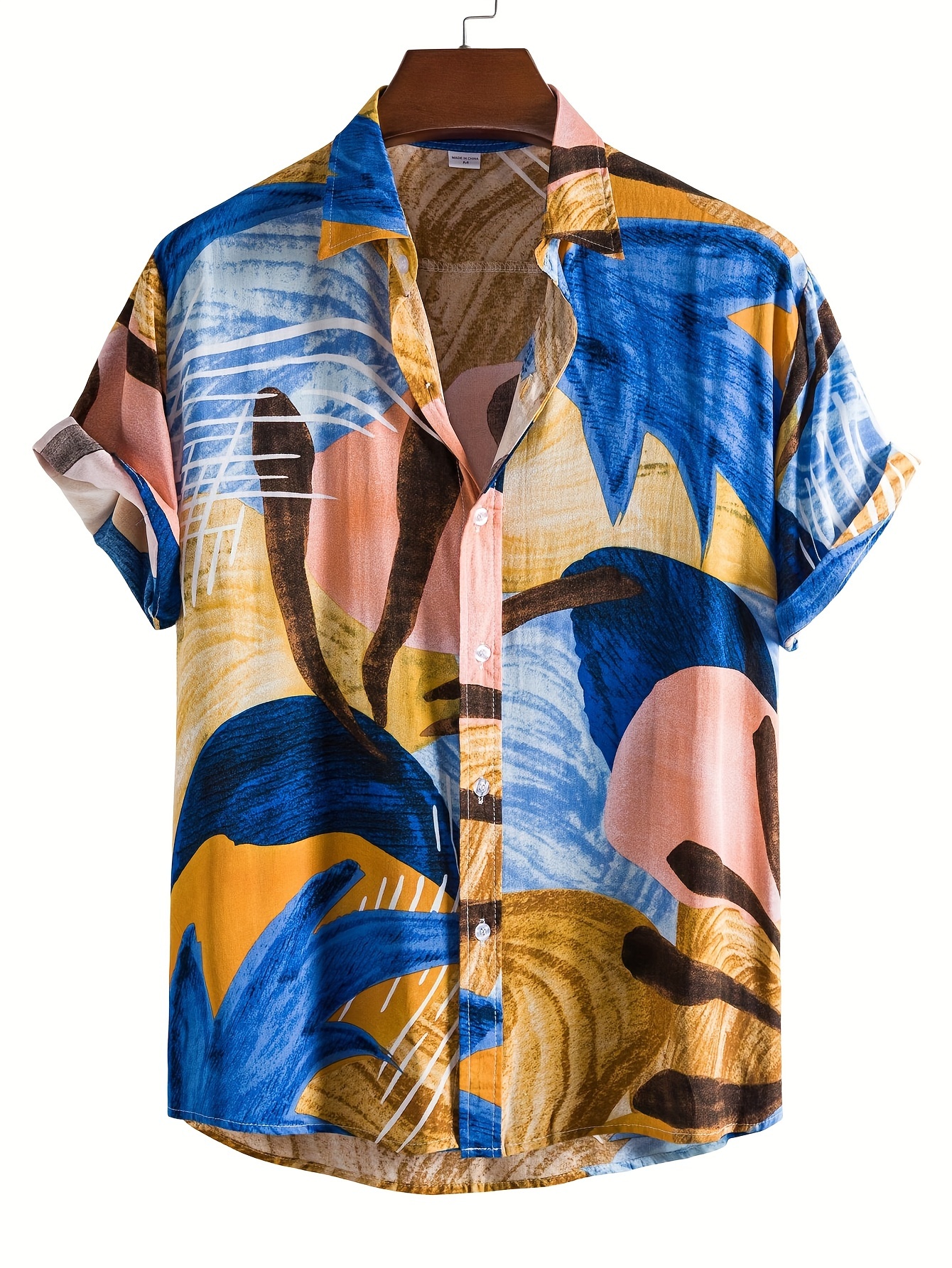 Hawaiian Shirt Men's Casual Button Down Beach Top For - Temu