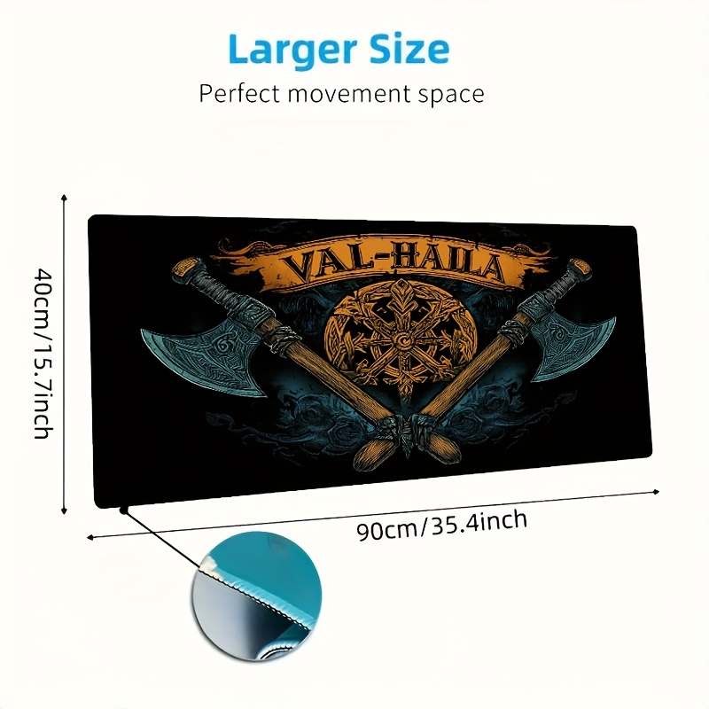 TEMU Retro Viking_1 Digital Printing Mouse Pad Computer Keyboard Pad Large Rubber Base Mouse Pad Game Accessories Office Computer Pc Birthday Gift