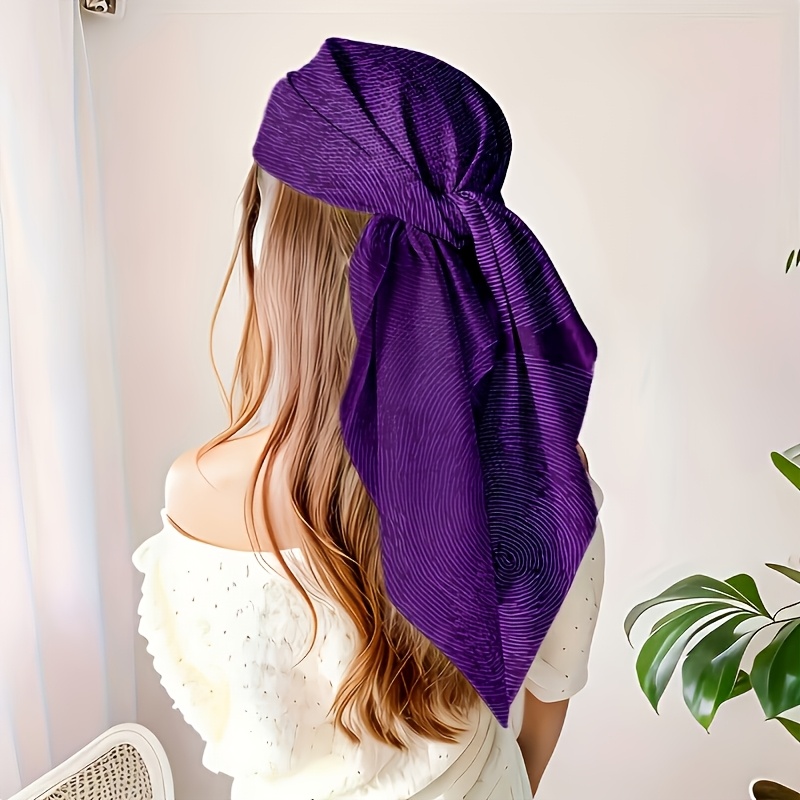 TEMU Outdoor Multifunctional Headscarf, Retro Style Purple Fingerprint Texture Pattern Square Scarf Suitable For Daily Commuting, Shopping, Weekend
