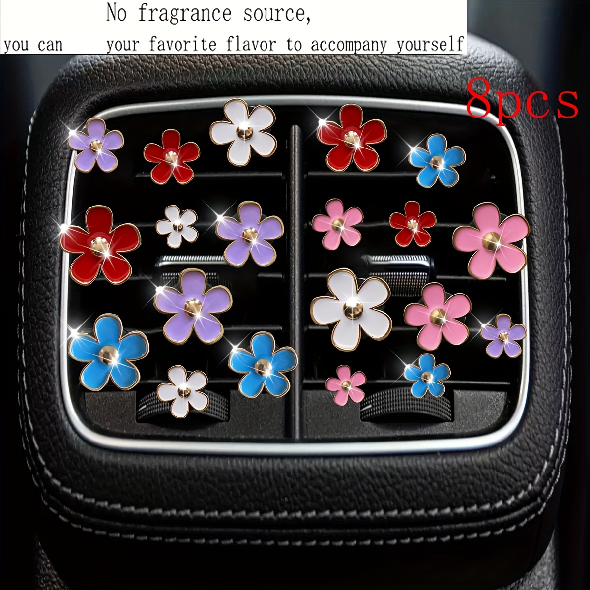 8 Piece Car Air Vent Clips - Cute Daisy Flower Decorations (Pink)