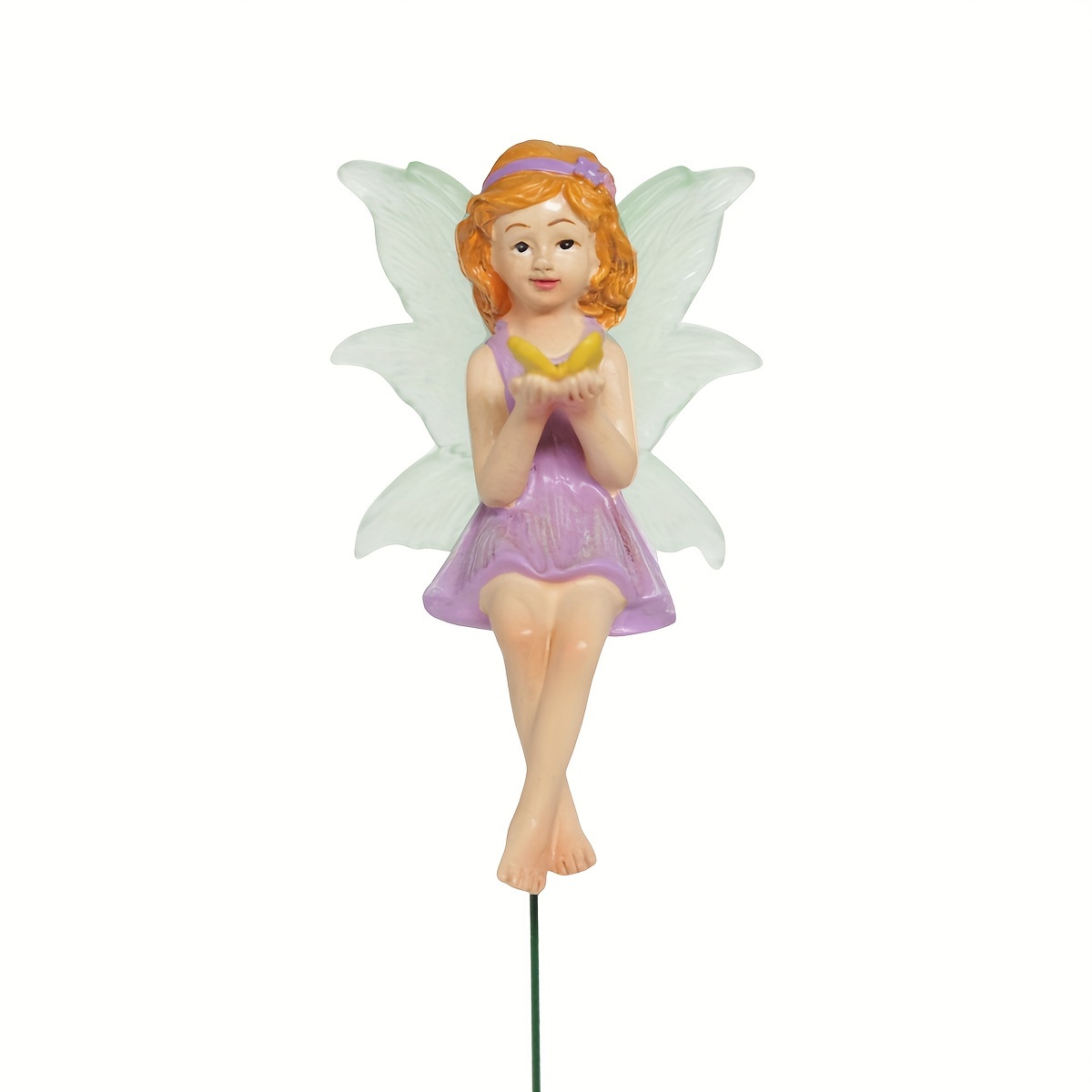 Holding A Flower Fairy With Glowing Wings, A Resin Craft Ornament For Outdoor Fairy Gardens, Statues, And Mini Landscape Decorations, Perfect Gifts For Garden Enthusiasts And