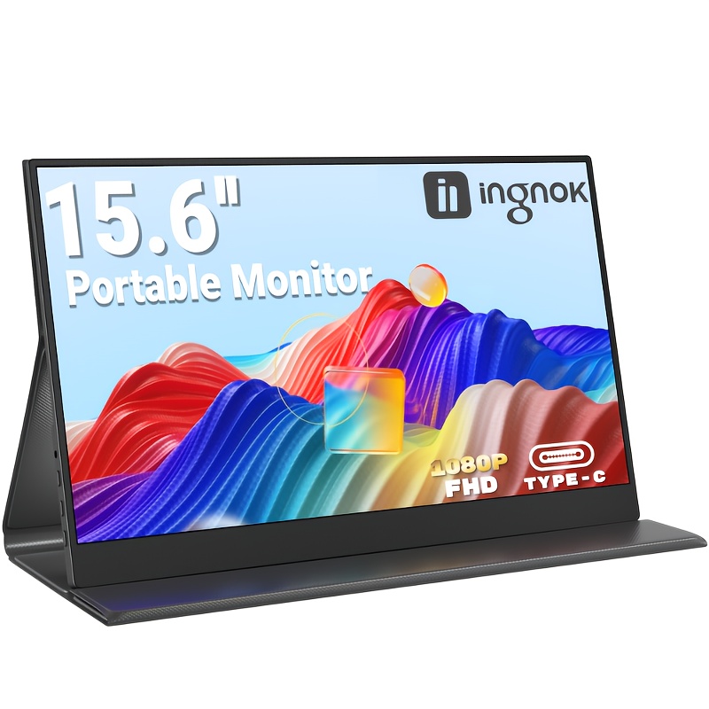 TEMU Portable Monitor, 15.6" Fhd 1080p Ips External Laptop Monitor With Usb C, Portable Screen For Laptop Pc Phone, Built In Speakers &