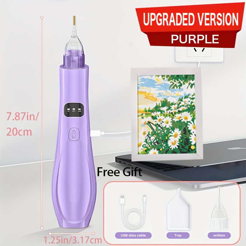 TEMU Electric Diamond Painting Pen With Diamond Storage Tray - Ergonomic Handle, Durable And Stable Diamond Dotting Art Tool, Multi-attachment