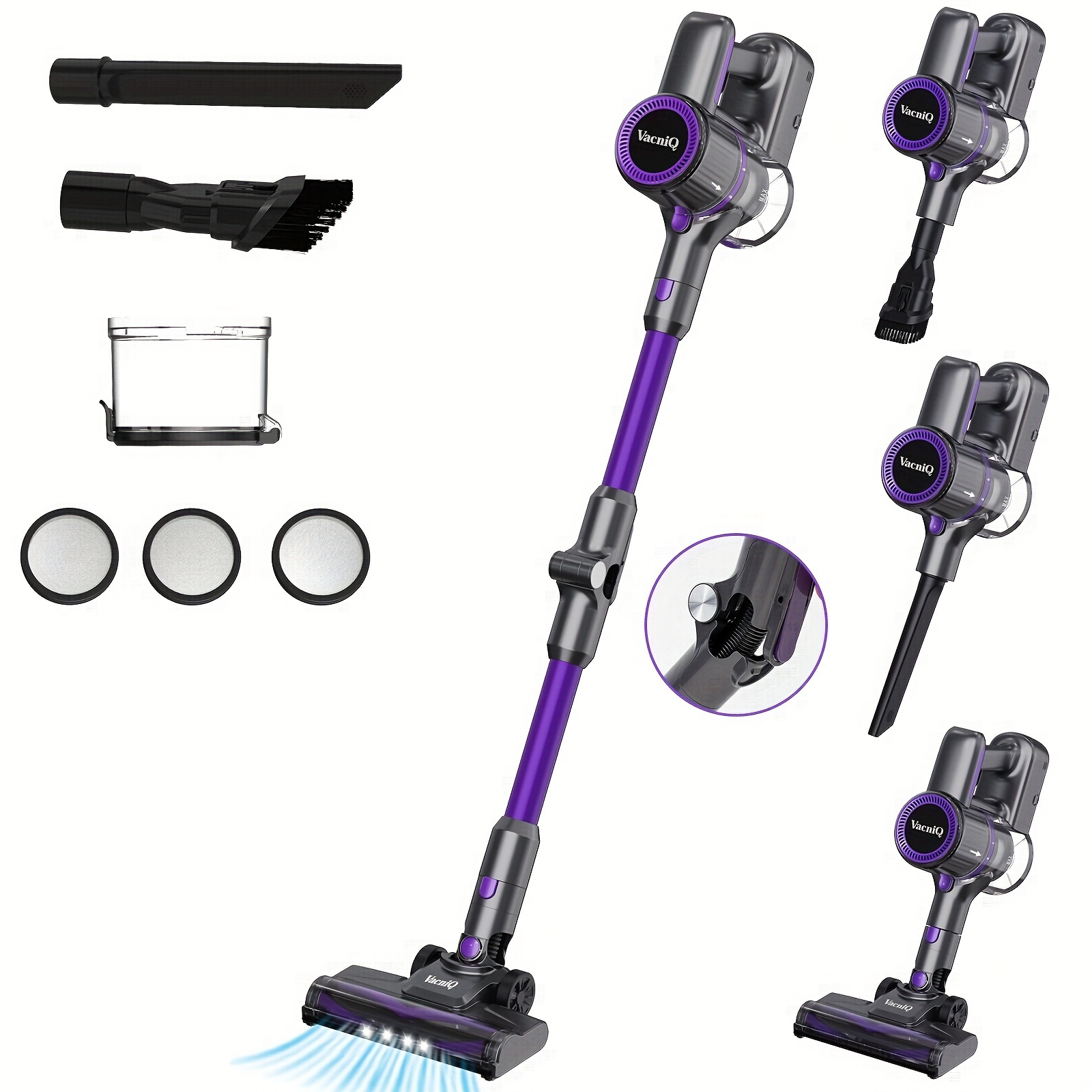 

N79 Handheld Car Vacuum Cleaner 25 Kpa Cordless Vacuum Cleaner With Powerful Suction And Up To 45 Minutes Of , 1l Extra-large Bin, 6-in-1 Vacuum Cleaner, Walking Stick Vacuum For Pet Hair Purple, For