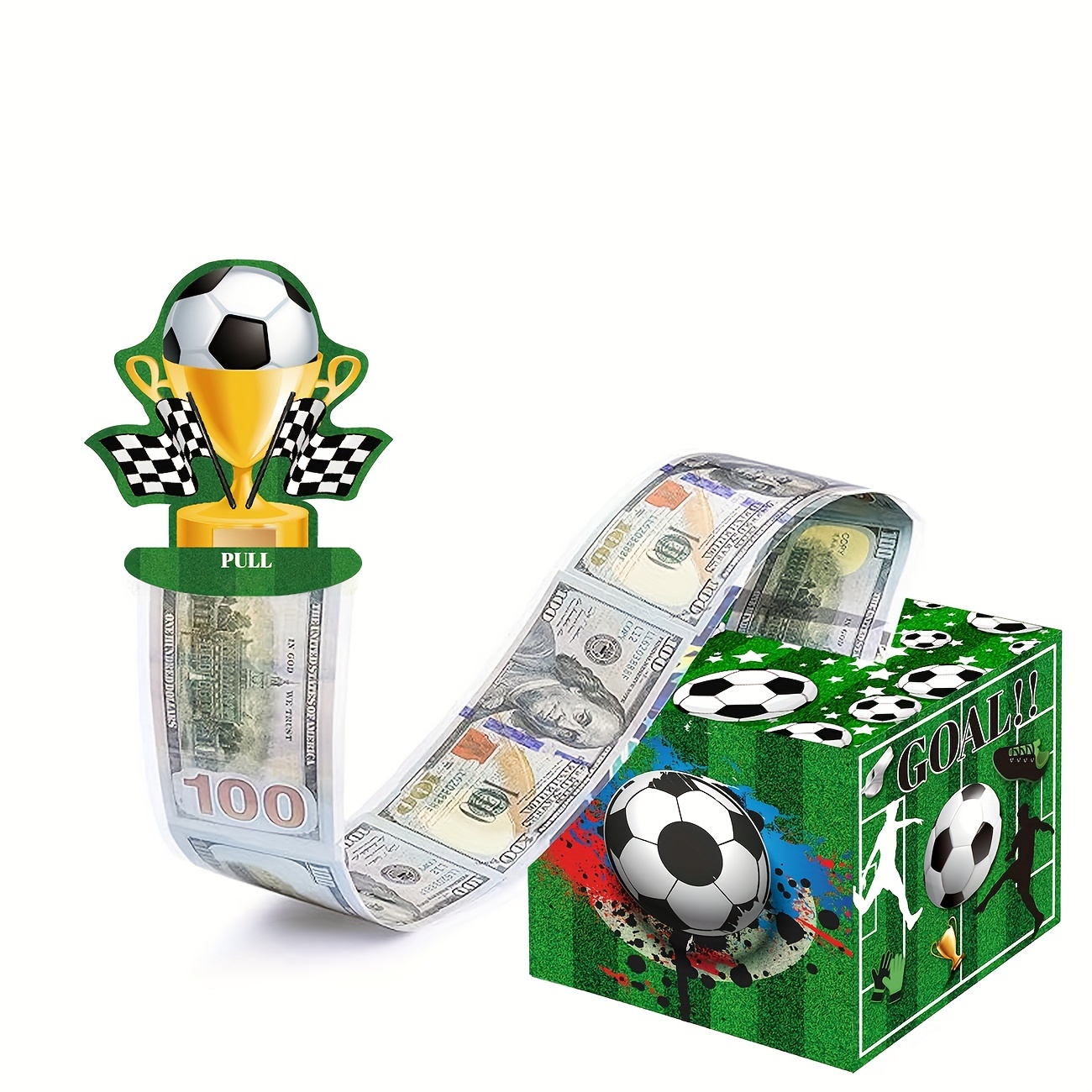 足球主题现金箱快乐生日贺卡和50个透明袋惊喜现金箱现金箱现金适合庆祝生日活动万圣节感恩节圣诞节