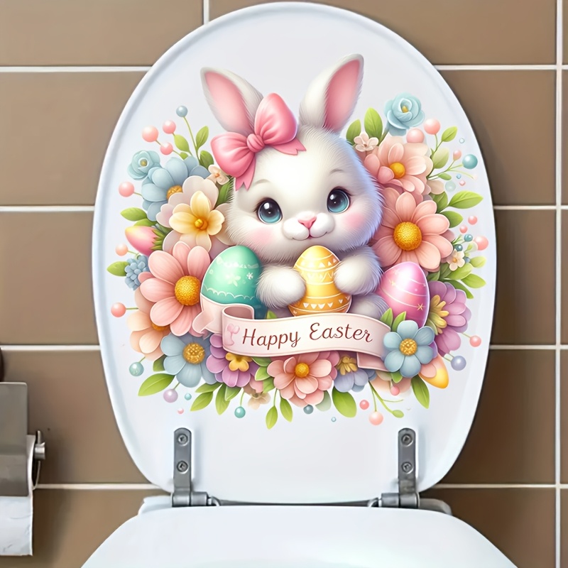 

Easter Bunny Toilet Seat Decal - Self-adhesive, Removable Bathroom Sticker For Festive Home Decor