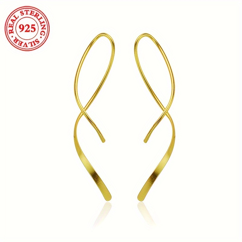

Sterling 925 Silver Hypoallergenic Ear Jewelry Waving Dangle Earrings Elegant Simple Style Delicate Female Gift