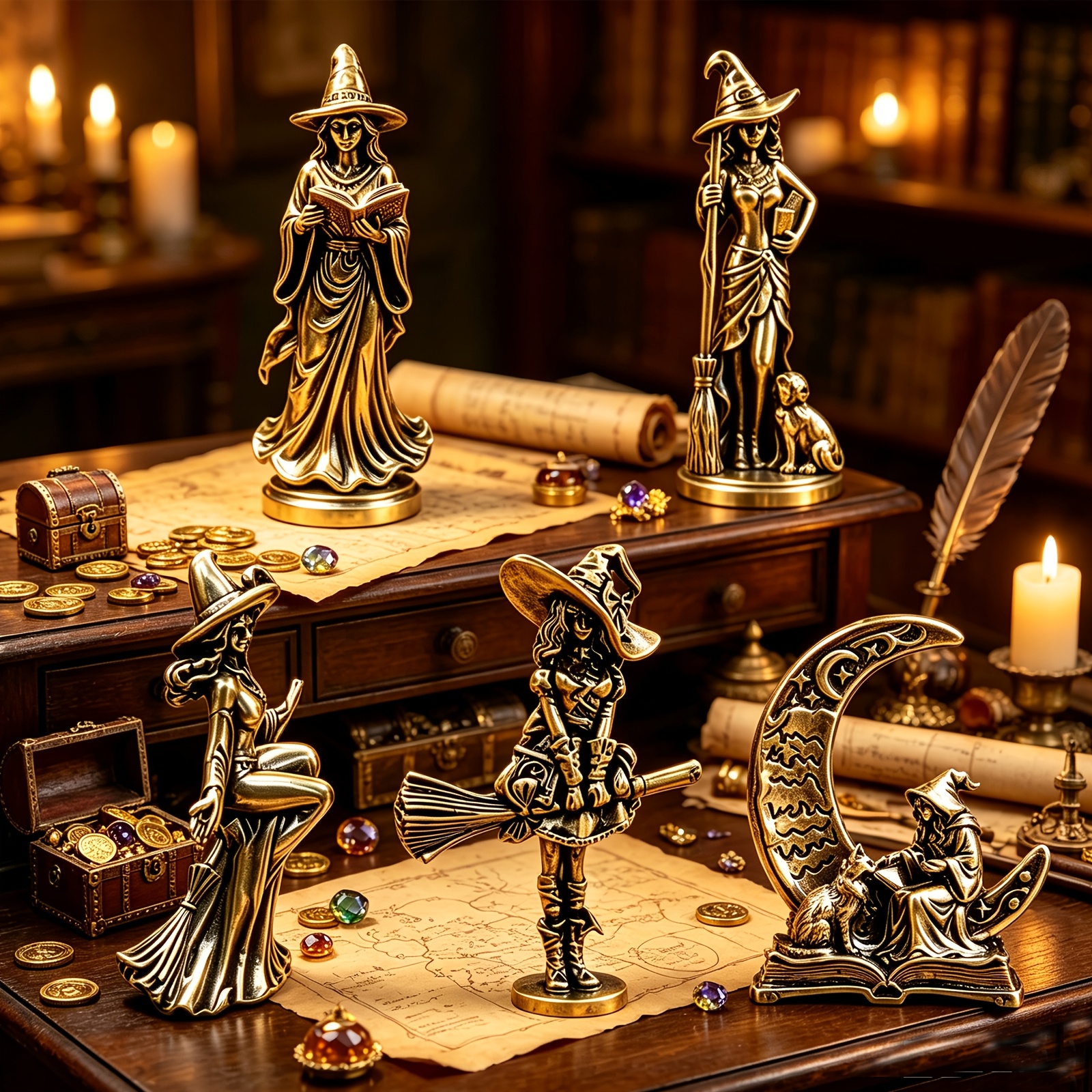 TEMU 5pcs Set Vintage Statue Collectible Figurine, Handcrafted Metal Ornament, Unique Desktop Decoration Gift, Creative Gift For Valentine's