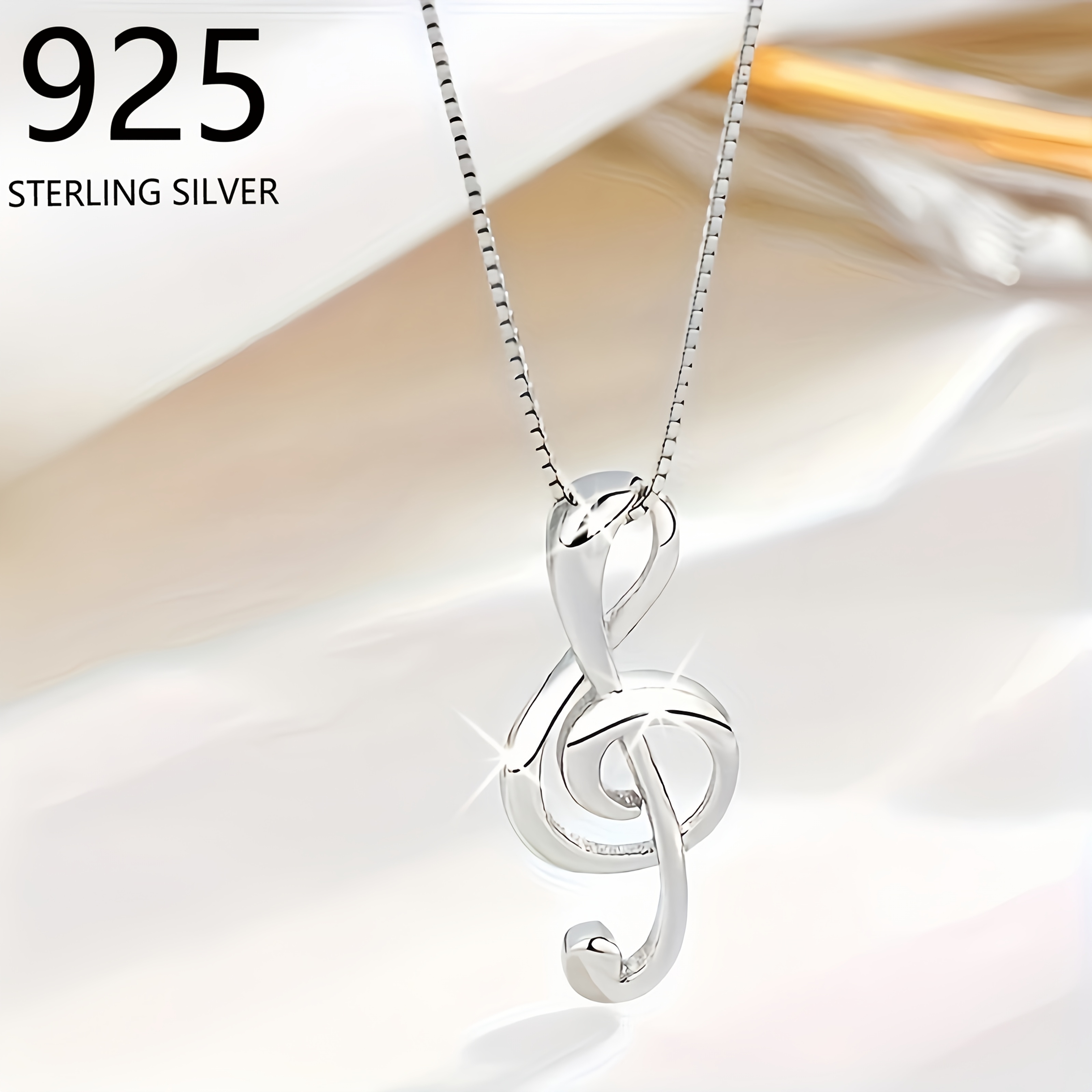 

925 Silvery Personalized Minimalist Note Necklace, Stylish Music Chain, Elegantly High-end Accessory For Men, Perfect As A Christmas Gift For A Boyfriend, Approximately 2..