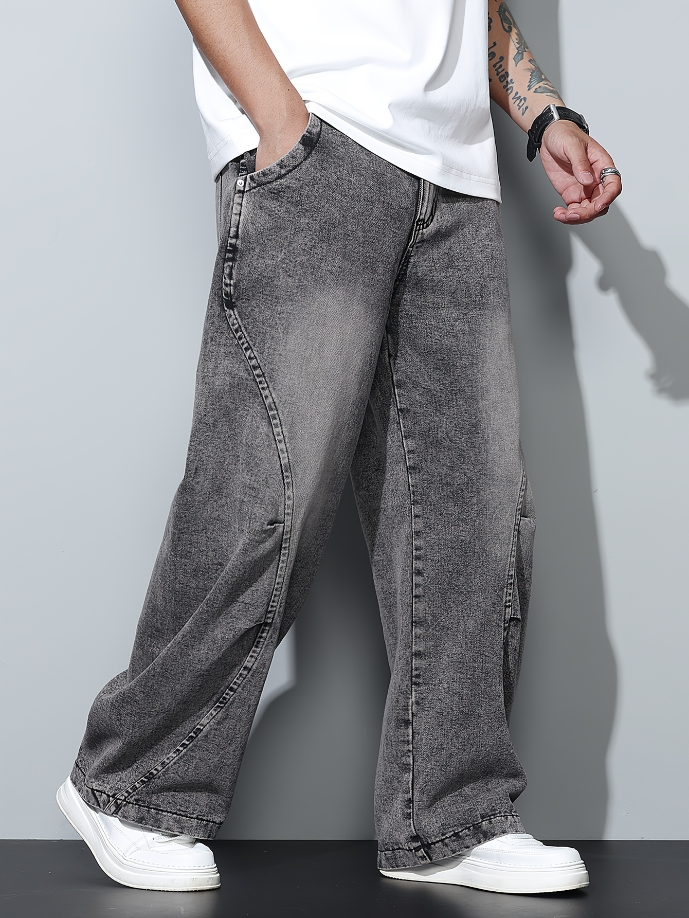 pantalones holgados falsa hombre mujer pantalones Temu Colombia