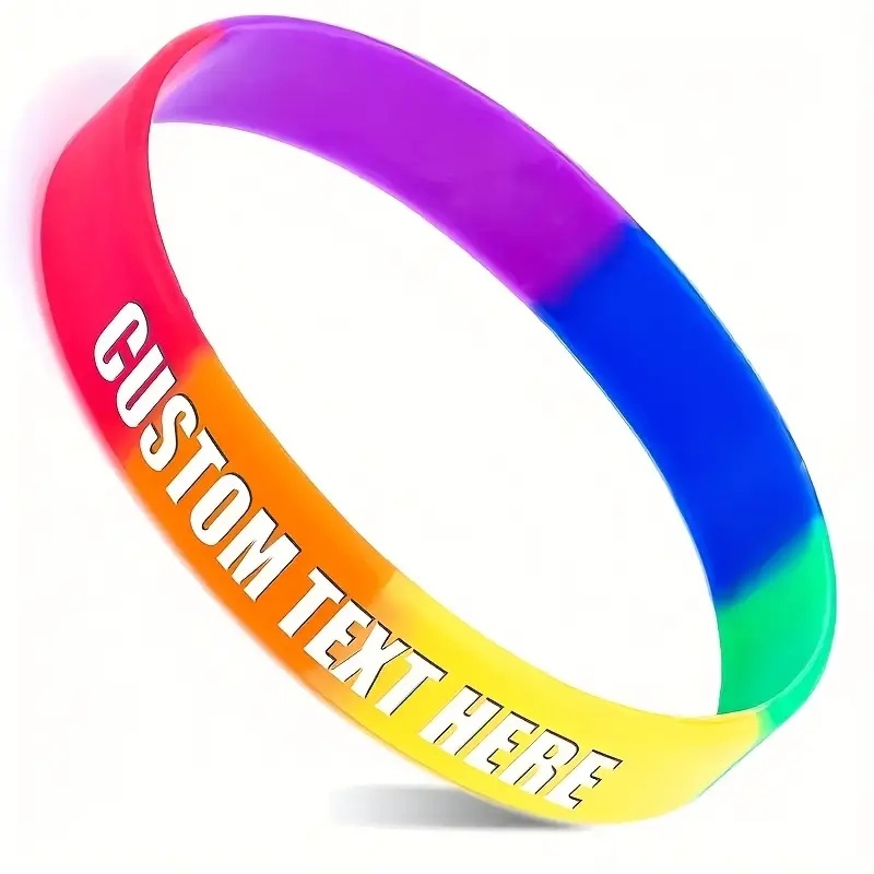 16pcs Silicone Bracelets with Custom Letter Patterns, Lightweight