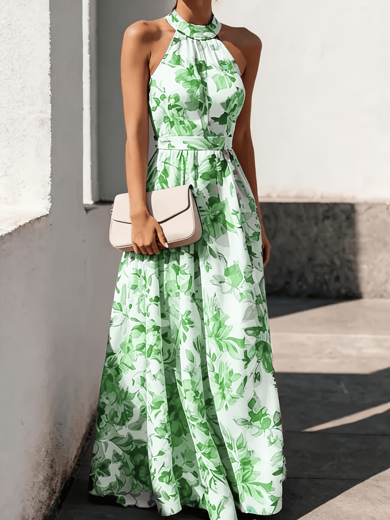 halter maxi dress summer Colorful Boho Summer Halter Maxi Dress Red / S main image 0