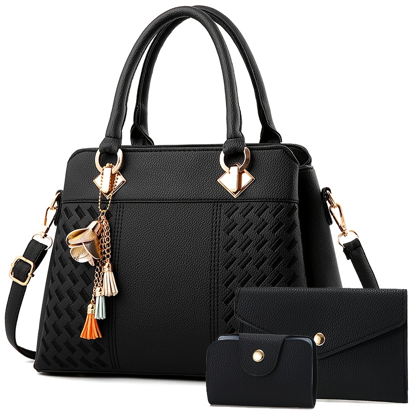 TEMU Women's Bag Set: Versatile Ladies' Handbag, Niche Designer Tote Bag, New Fashionable And Trendy Crossbody Shoulder Bag, Stylish And High-end