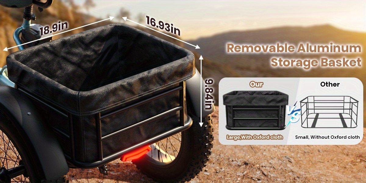 adult   20 fat tire foldable   with 749w brushless motor 36v 15ah removable battery ebike 55miles range 19mph cargo tricycle with basket suitable for   commuting travel Product details 5