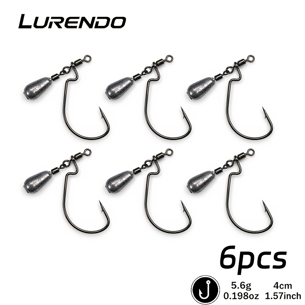 TEMU Lot de 6 de pêche JIKA RIQ à sauce , compatibles avec les appâts d' de mer, 4 cm 5,6 g, émerillon à broche + plomb de + hameçon crank à ventre