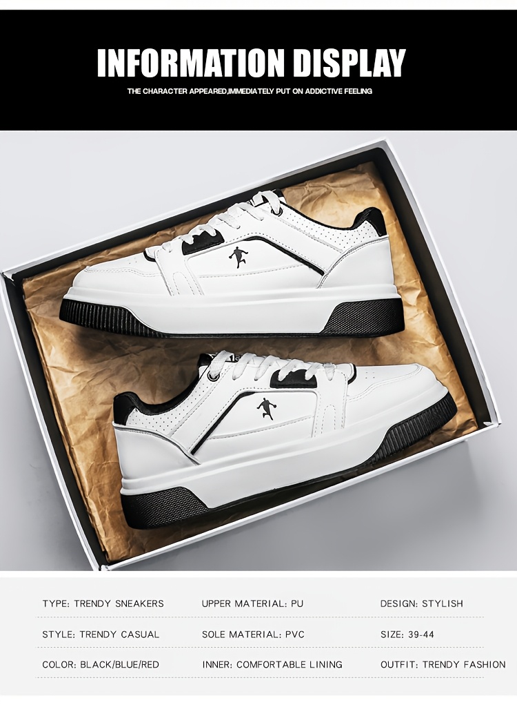 Trendy and Versatile Sports and Leisure Bread Board Shoes for Men | Autumn New Styles for Teenagers, Thick Soled Height Increasing White Shoes, Low Top, Fabric Upper, PVC Sole, Lace Closure, AOPLUS Brand