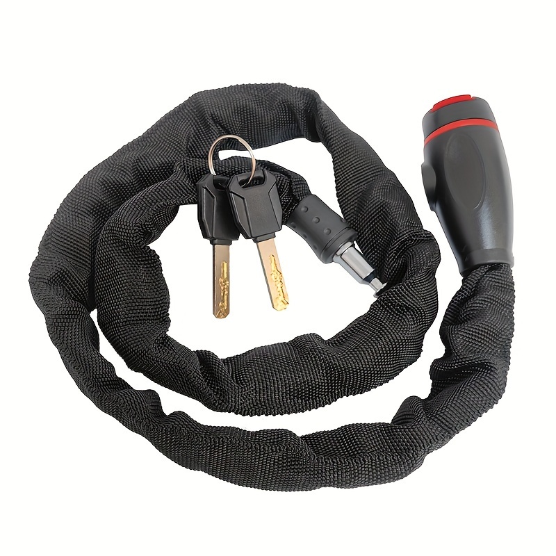 

Heavy-duty Bicycle Chain Lock With Protective Cover, Anti-drill Plate – 38.78 Inch/98.5cm Lock For Bikes, Motorcycles, Gates, And Scooters – Dual-sided Blade Lock Core, Includes 2 Brass Keys