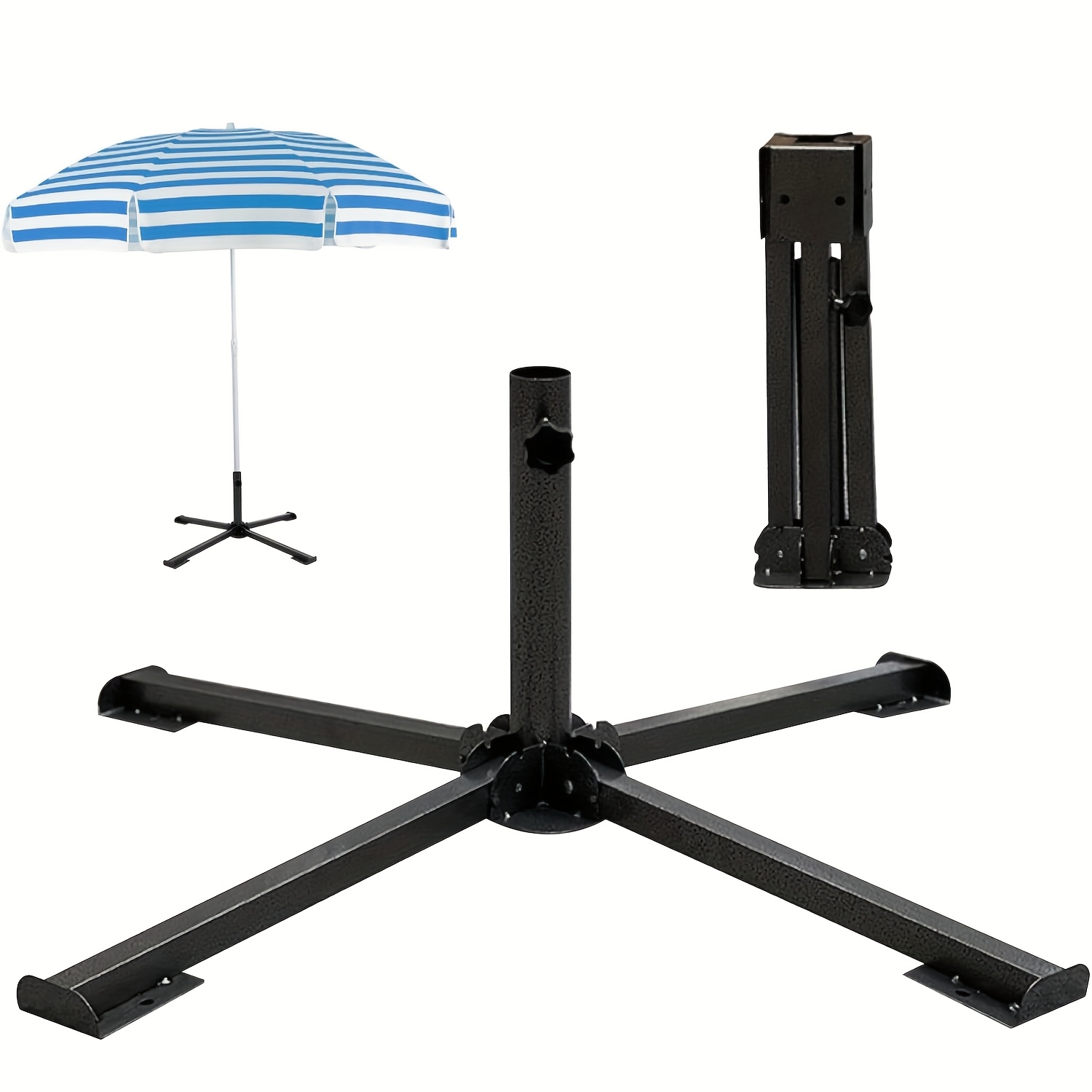TEMU Big Collapsible Stand, Portable Metal Base For Patio Umbrellas, Outdoor Sunshade Support For Beach Umbrellas, Suitable For Garden, Beach, And