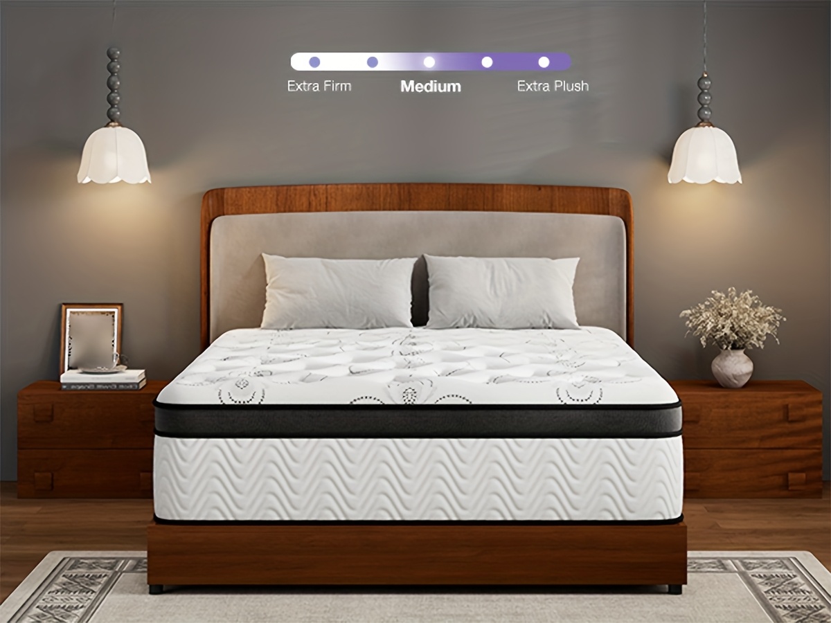 [Hybrid Mattress] 12 Inch Mattress, Memory Foam And Pocketed Coils Hybrid Mattress With Pressure Relief, Motion Isolation, Edge Support, Plush Feel, Mattresses In A Box