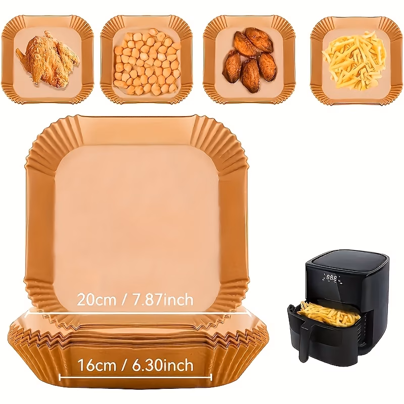 120pcs non stick air fryer liners premium single layer paper with grooved edges for safe cooking and healthy frying suitable for baking grilling and microwave use ideal for home and commercial kitchens air fryer accessory Product details 2