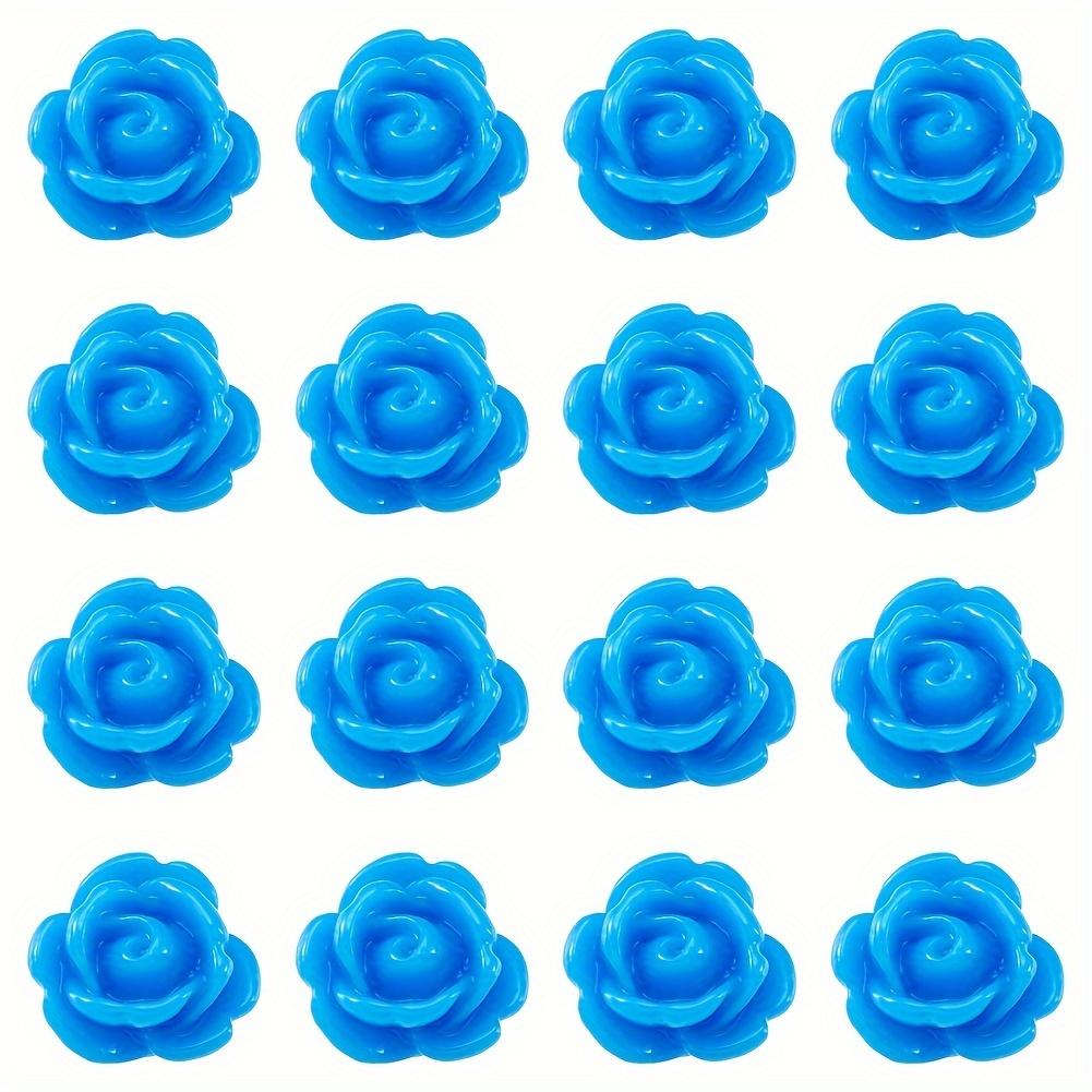 50 Pcs Rose Flower Opaque Resin Beads - 9x7mm Chunky DIY Craft Beads For Jewelry Making And Decor