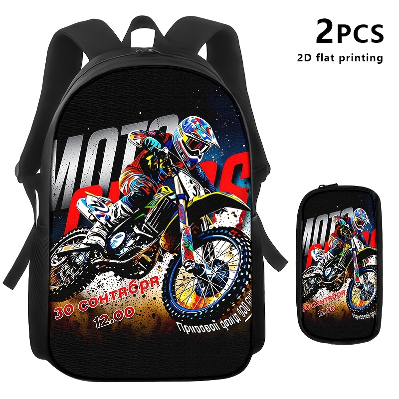 TEMU A Of Outdoor Sports-themed Backpacks, Storage Bags, And Lunch Boxes In 1pc, 2pcs, Or 3pcs Options, Featuring 2d Flat Printing With Vibrant And