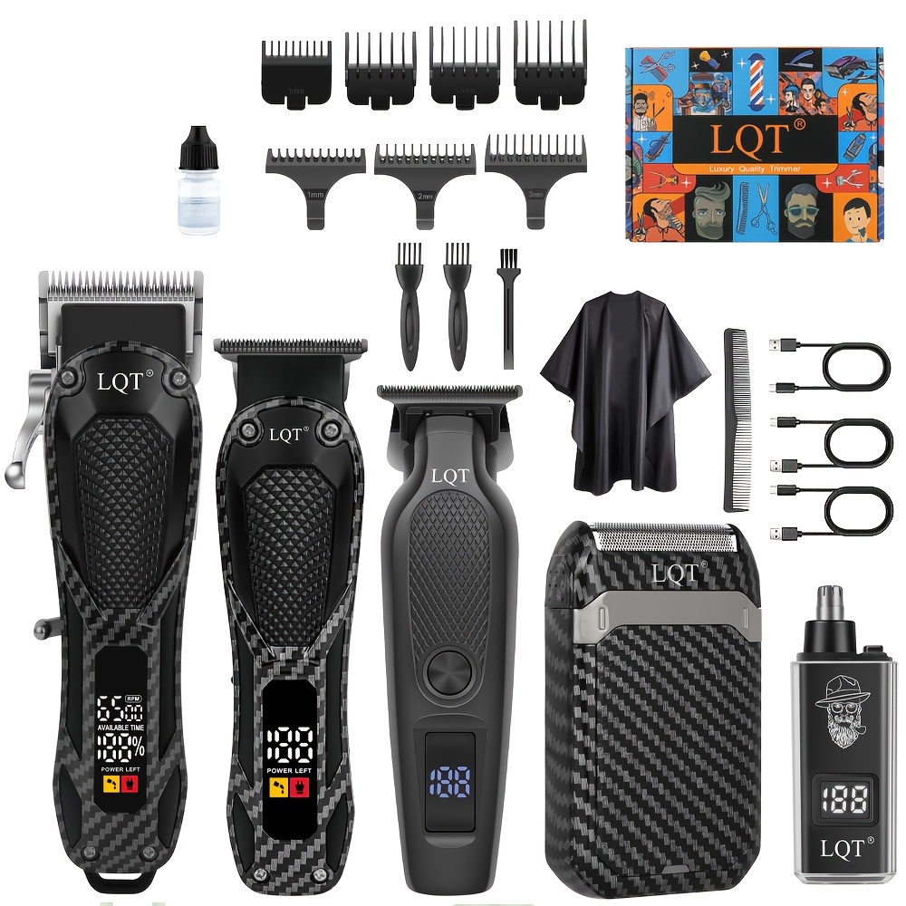 TEMU Set - 5pcs Rechargeable Hair Clipper Set, Including Nose Hair Trimmer, Electric Shaver, And Detail Trimmer. An Ideal Gift For Father's Day, For