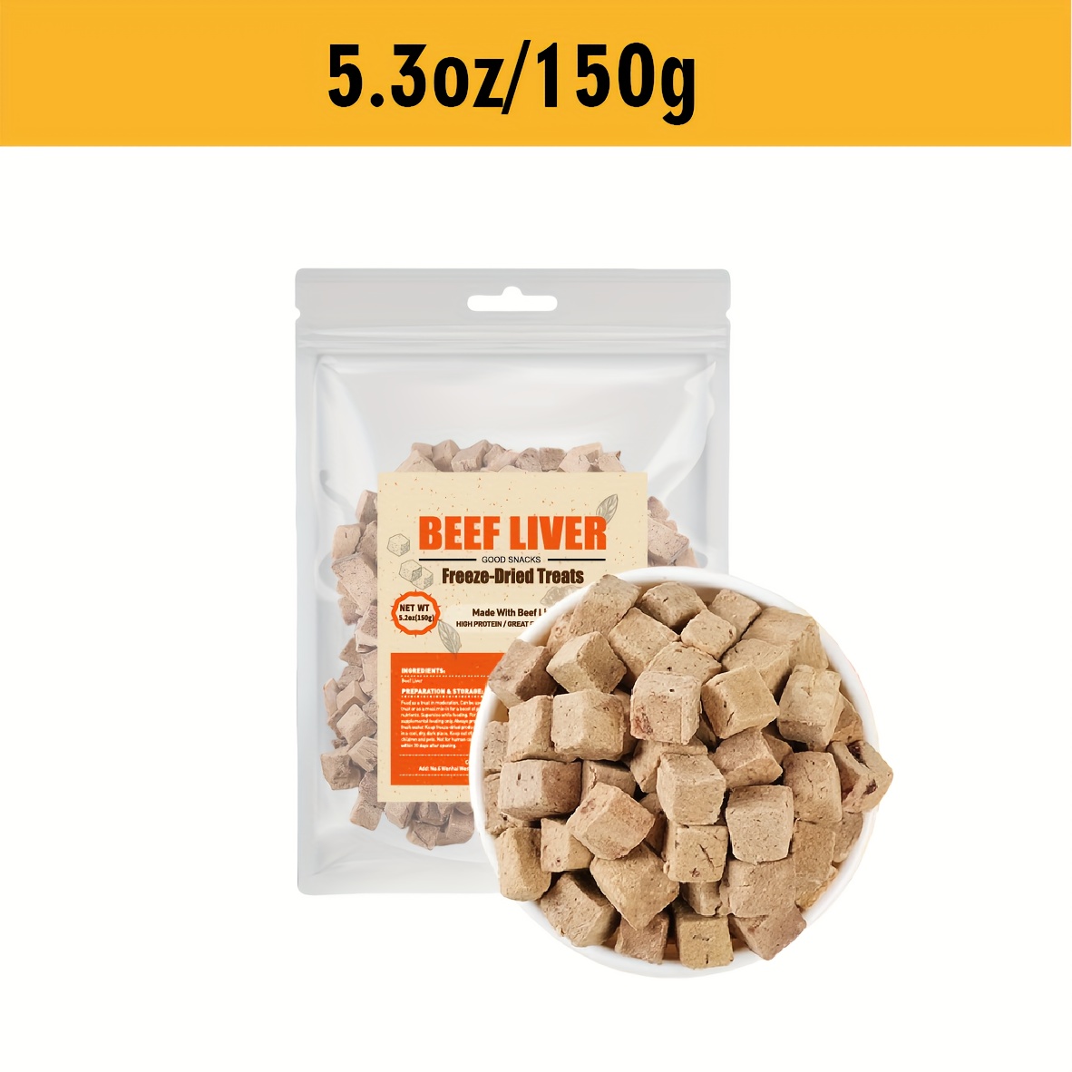 TEMU Freeze-dried Beef Liver Treats For Dogs, Perfect For Training, Rich In Protein, Free From Grains And Gluten, Made With 1