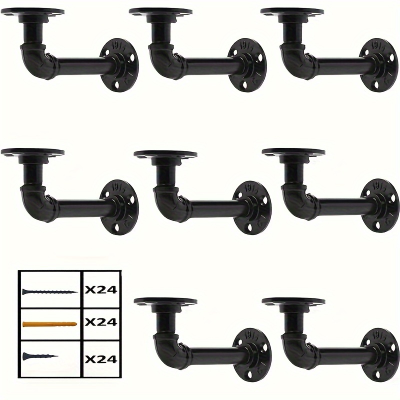 

8pcs Pipe Brackets For 8 10 12 14 Inch Boards, Industrial Pipe Metal Spacer Bracket For Home Decorative Wall Mount Brackets