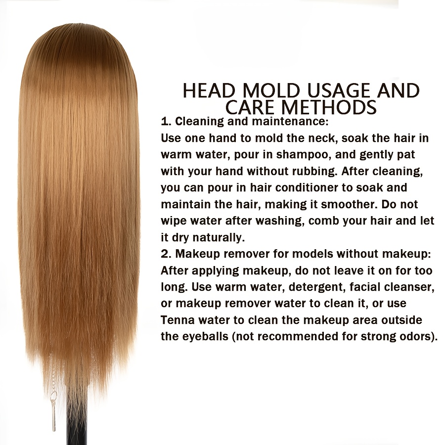 24 inch hairdressing mannequin head made of synthetic fibers complete with a clamp and a braiding kit suitable for halloween props and for adults of any gender Product details 3