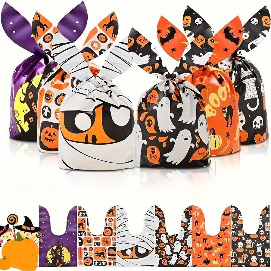 100 sacs cadeaux d'Halloween, 6 styles, adaptés aux fêtes et rassemblements de vacances.