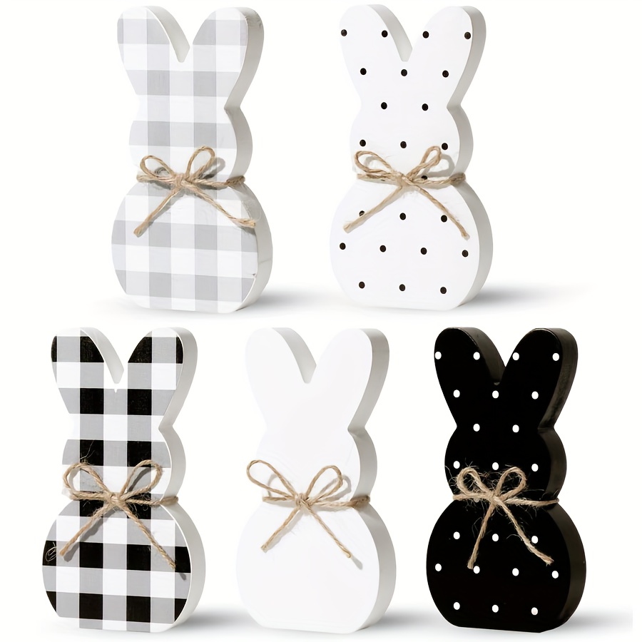 

5pcs Easter Rabbit Wooden Sign Rabbit Decor Country Easter Layered Tray Decor, Centerpiece For Easter Dining Table, Or As Decor For Office, Classroom, Party, And Indoor Or Outdoor Activities