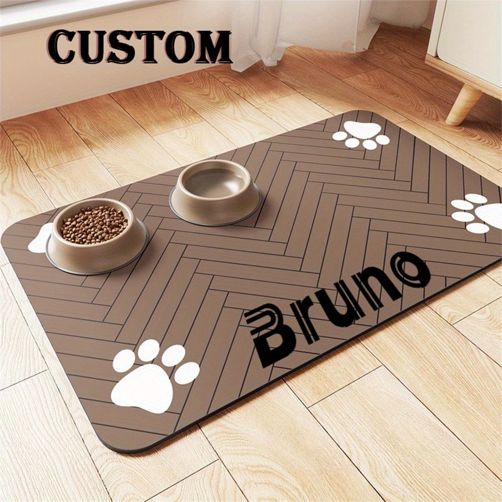 Customizable Quick-Pet Feeding Mat with Paw Print Design